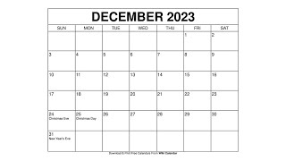 Printable December 2023 Calendar Templates With Holidays  Wiki Calendar [upl. by Eesdnil]