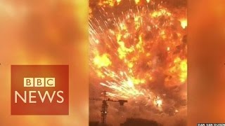 Tianjin explosion video captures fear of eyewitnesses  BBC News [upl. by Henka]