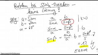 Trigonometrie  Problem Sinussatz SSWk Teil 2 [upl. by Hsakaa]