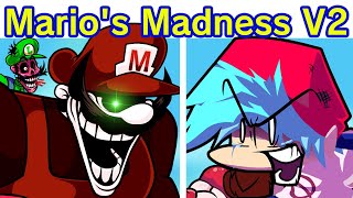 Friday Night Funkin VS Marios Madness V2 FULL WEEK  Cutscenes FNF Mod Mario 85MXMarioEXE [upl. by Harri]