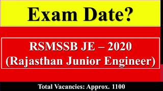 RSMSSB Rajasthan Junior Engineer Exam Date 2020 [upl. by Akiret554]