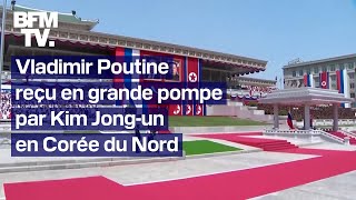 Vladimir Poutine reçu en grande pompe par Kim Jongun lors dune visite dÉtat en Corée du Nord [upl. by Azila]