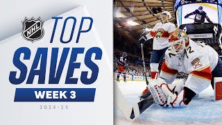 The SAVES you GOTTA SEE from Week 3 👀  202425 NHL Highlights [upl. by Gniw]