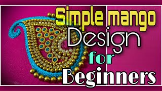 How to make simple mango design for beginners  Aari embroidery work on sleeves [upl. by Eniamor]