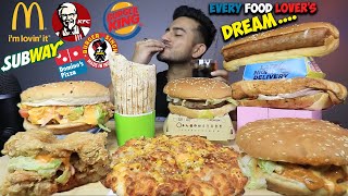 KFC DOMINOS McDONALDS BURGER KING BURGER SINGH SUBWAY PIZZA BURGER WRAP HOT DOG MUKBANG [upl. by Ashbaugh]