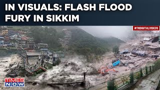 Sikkim Flash Floods Moments Of Horror As Cloudburst Wipes Out Roads Bridges 23 Soldiers Missing [upl. by Hilel]