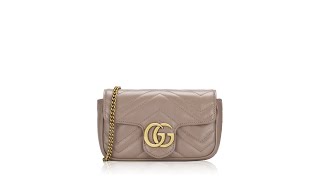 Gucci Calfskin Matelasse GG Marmont Super Mini Flap Shoulder Bag Porcelain Rose [upl. by Hahsi]