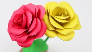 How to Make Very Easy and Simple Paper Rose Rosen aus Notizzetteln Paper flowers EzzyCraftsDIY [upl. by Oribel]