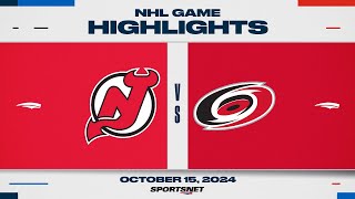 NHL Highlights  Devils vs Hurricanes  October 15 2024 [upl. by Aiceila987]