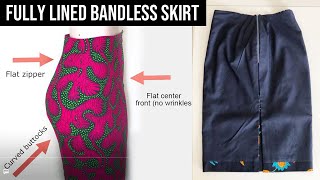 How To CUT a Fully Lined Bandless Pencil Skirt DIRECTLY ON FABRIC  Plus size  curvy figures [upl. by Grimonia354]