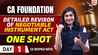 Negotiable Instrument Act Revision  CA Foundation 2024  CA Deepika Rathi [upl. by Maya]