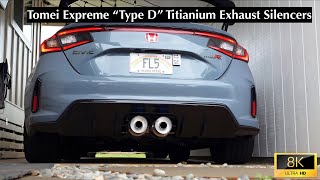 Tomei Expreme Titanium Exhaust quotType Dquot wEventuri Intake  Civic Type R FL5  Start up wSilencers [upl. by Hanover]