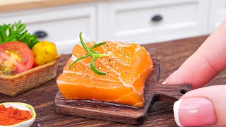 Mouthwatering Honey Butter Garlic Salmon  Tiny Kitchen ASMR Mini Cooking [upl. by Aihsal]