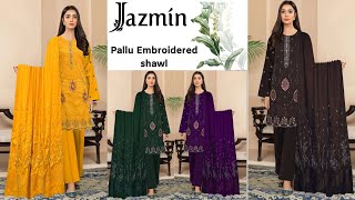 JAZMIN DHANAK WITH VELVET PALU EMBROIDERED SHAWL  GUL SHAWL CLOTH PAKISTAN [upl. by Rogerson]