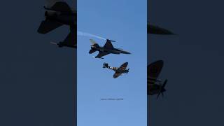 Belgian F16 amp Spitfire flyby military aviation history [upl. by Godric]