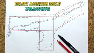 Easy way to draw Assam map step by step [upl. by Erna]