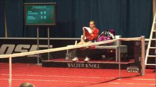 Anna Chakvetadze stretching amp warming up for Regina Kulikova  Porsche Tennis Grand Prix 201 [upl. by Belldas]