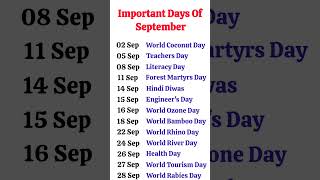 September Important Days 2024  Special Days in September [upl. by Ergener]