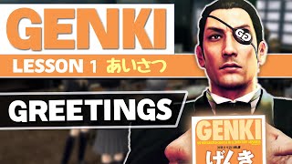 Genki Lesson 1 Greetings  Japanese with Video Games [upl. by Hteik]