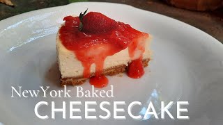 How to bake perfect BEST NEWYORK BAKED CHEESECAKE CREAMCHEESE Recipe  STRAWBERRY COMPOTE [upl. by Benge]