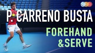 Pablo Carreno Busta  Court Level Practice Forehand amp Serve 2021 Slow Motion 240fps [upl. by Crow879]