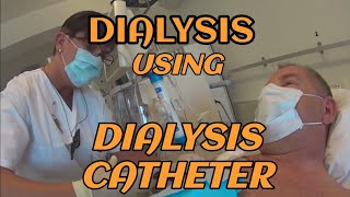 Dialyse Hemodialyse gjennom et sentralt venekateter plassert i halsen dialysis [upl. by Ahseital]