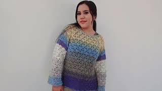 Sueter SOLO 200 gramos a crochet ¡No Vas a Creer lo Fácil que es Este Suéter a Crochet Para Dama 😱✨ [upl. by Acysej]