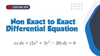 NonExact Differential Equations to Exact Form  StepbyStep example solution [upl. by Llerud]