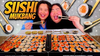 SUSHI MUKBANG 먹방 Spicy Tuna Roll  Salmon Roll  Shrimp Roll  Scallop Roll Eating Show SO GOOD [upl. by Liuka520]