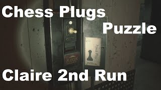 Resident Evil 2 Remake Claire 2nd Run  Chess Plugs Puzzle [upl. by Orlov393]