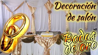 Decoración de SALONES de FIESTAS  BODAS de ORO cómo se decoró el aniversario 50 [upl. by Greeley]