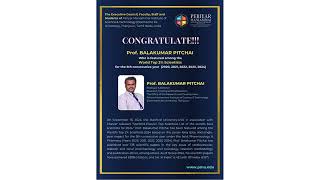 Prof Balakumar Pitchai one of the top 2  Scientists Stanford Univ in association with Elsevier [upl. by Jolynn]