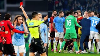 3 Red amp 10 Yellow Cards AC Milan vs Lazio Players Big Fight at FullTime 😳 Pulisic vs Pellegrini [upl. by Ajnot590]