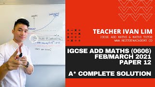 IGCSE ADD MATHS 0606  FEB MARCH 2021 Paper 12  COMPLETE SOLUTION  060612FM21 [upl. by Caddaric]