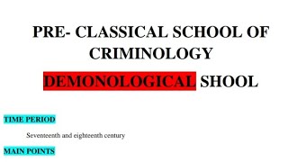 Demonological School of Criminology  Criminology amp Penology [upl. by Obe]