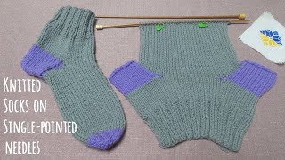 How to knit socks on two needles  Singlepointed needles [upl. by Thomsen280]