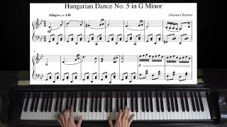 Brahms  Hungarian Dance No5  Piano with Sheet Music [upl. by Eneleoj477]