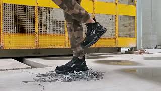 Fashionable high summer mesh PU construction security steel safety shoe [upl. by Ehcor]