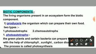 BIOTIC COMPONENTS PRODUCERS PHOTOAUTOTROPHSCHEMOAUTOTROPHS CLASS 9TH 12TH [upl. by Robena734]