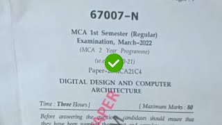 Mdu MCA 1st Sem DDCA Question Paper 2022 [upl. by Garrity]