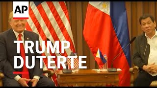 Trump laughs when Duterte calls journalists quotspiesquot [upl. by Nibor588]