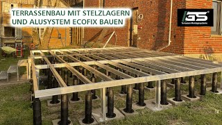 Terrassenbau mit Stelzlagern und Alusystem WPC Dielen Terrasse bauen  stabile Terrasse selber bauen [upl. by Balfour]