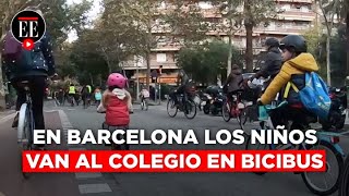 Bicibús en Barcelona niños van quoten bici al colegioquot  El Espectador [upl. by Stinson77]