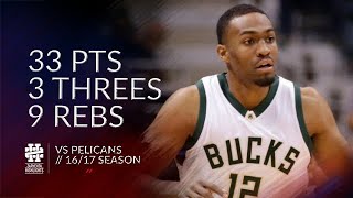 Jabari Parker 33 pts 3 threes 9 rebs vs Pelicans 1617 season [upl. by Garrot793]