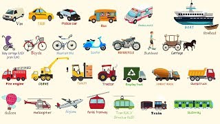 List of Vehicle Names  Types of Vehicles in English  Vehicles Vocabulary Words [upl. by Jairia]