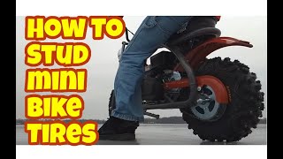 How I studded my mini bike tires  utv tires with kold kutter ice screws and deep tread tires  DIY [upl. by Odlanra]