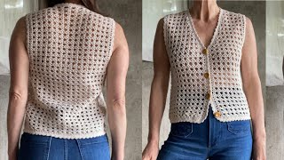 Latest Crochet Top Sweater Vest Pattern Crochet Women Top Pattern [upl. by Hayse]