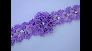 diadema o vincha lila tejida a crochet [upl. by Analle101]