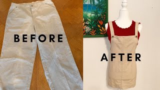 DIY Overall dress  How to transform old Clothes [upl. by Geddes524]