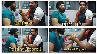 Types of TOPROLL in ARM WRESTLING and their USE  DEEP TECHNICAL KNOWLEDGE BY SANJAY DESWAL [upl. by Whelan]